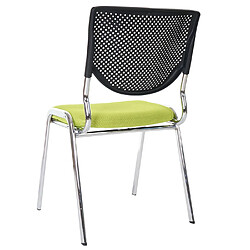 Acheter Decoshop26 4x chaises visiteur fauteuil de bureau sans roulettes chaise de conférence empilable tissu vert pieds chromés 04_0000551