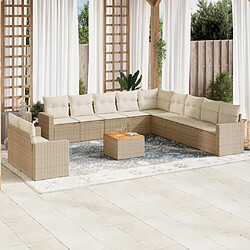 Maison Chic Salon de jardin avec coussins 12 pcs, Ensemble Tables et chaises de jardin, beige résine tressée -GKD291405