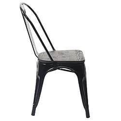 Mendler 2x chaise de bistro HWC-A73, avec siège en bois, chaise empilable, métal, design industriel ~ noir pas cher