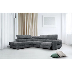 Courtois Laville Canapé d'angle gauche Calvera 5 places avec un relax électrique tissu gris foncé