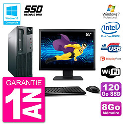 PC Lenovo M82 SFF Ecran 27" G2020 RAM 8Go SSD 120Go Graveur DVD Wifi W7 · Occasion 