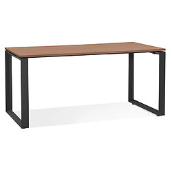 Alterego Bureau droit design 'BAKUS' en bois finition Noyer et métal noir - 160x80 cm