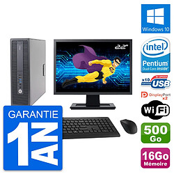 PC HP 600 G2 SFF Ecran 22" Intel G4400 RAM 16Go Disque Dur 500Go Windows 10 Wifi - Occasion