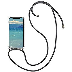 CABLING® Coque compatible pour Iphone 11 PRO antichoc avec Bande Silicone et étui Rigide Transparent Housse Etui avec Smartphone Collier Tour de Cou Chaîne Cordon Lanière Sangle - Noir