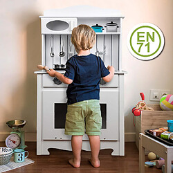 Cuisine pour Enfants en Bois Eva Outdoor Toys 43x28,5x93 cm Cuisine Jouet Blanche avec Accessoires, Lumière LED et Sons pas cher