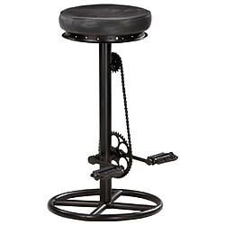 vidaXL Tabourets de bar lot de 2 noir cuir véritable de chèvre