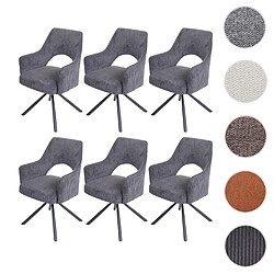 Mendler Lot de 6 chaises de salle à manger HWC-K30, fauteuil de cuisine, pivotant Auto-Position, tissu/textile MVG ~ corde-gris foncé 