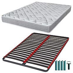 Ebac Matelas mousse + Sommier métal C39 140x190 Maryland - Hauteur 20 cm - Soutien ferme