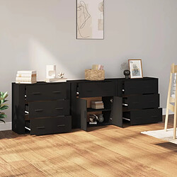 Avis Maison Chic Ensemble de 3 Buffets,commode,console pour rangement noir bois d'ingénierie -MN82119