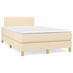 Maison Chic Lit adulte- Lit + matelas + LED,Sommier à lattes de lit matelas et LED crème 120x190 cm tissu -GKD22372