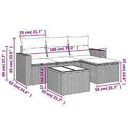 Avis vidaXL Salon de jardin 5 pcs avec coussins gris résine tressée