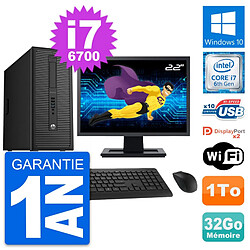 PC Tour HP 800 G2 Ecran 22" Intel i7-6700 RAM 32Go Disque Dur 1To Windows 10 Wifi · Occasion 