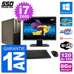 PC Lenovo M82 SFF Ecran 19" Intel Core i7-2600 RAM 8Go SSD 120Go Windows 10 Wifi - Occasion