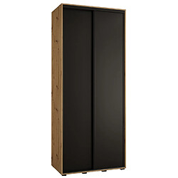 Abiks Meble Armoire à portes coulissantes Davos 1 235.2 x 110 x 45 2 portes coulissante (Chêne artisan/Noir/Noir)