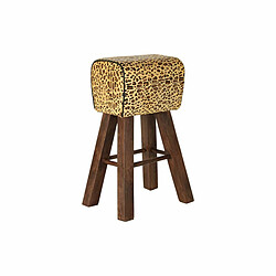 Tabouret DKD Home Decor Noir Bois Marron Cuir (43 x 35 x 75 cm) 