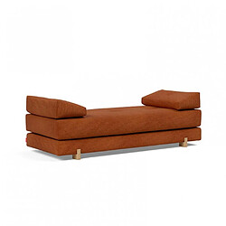 Inside 75 Méridienne design SIGMUND WOOD Burnt Orange convertible lit 160*200 cm pieds chêne 