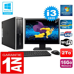 PC HP Compaq 8300 SFF Core I3-3220 Ram 16Go Disque 2 To Wifi W7 Ecran 27"