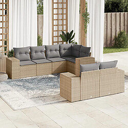 vidaXL Salon de jardin avec coussins 7 pcs beige résine tressée 