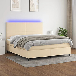 vidaXL Sommier à lattes de lit et matelas et LED Crème 180x200cm Tissu 