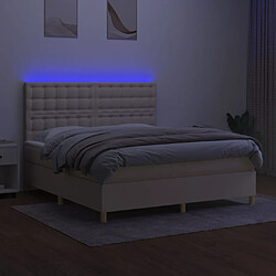 Avis vidaXL Sommier à lattes de lit et matelas et LED Crème 180x200cm Tissu