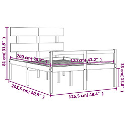 vidaXL Lit pour personne âgée et tête de lit 120x200 cm bois massif pas cher