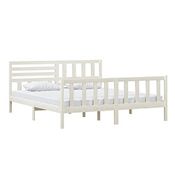 Avis Maison Chic Lit Super King - Cadre de lit,Structure du lit Contemporain pour chambre Blanc Bois massif 180x200 cm -MN68845