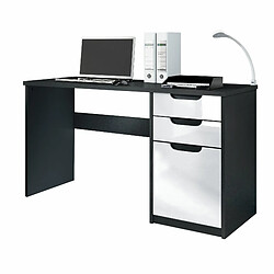 Mpc Bureau Noir Mat Et Blanc Laqué  (lxhxp) : (129 X 76 X 60 Cm) 