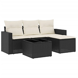 vidaXL Salon de jardin 5 pcs avec coussins noir résine tressée