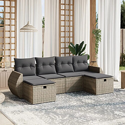 Maison Chic Ensemble Tables et chaises d'extérieur 6pcs avec coussins,Salon de jardin gris résine tressée -GKD729330