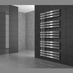 ECD Germany Radiateur de salle de bain 500 x 1000 mm sèche-serviettes chrome avec kit de montage mural + thermostat universel 