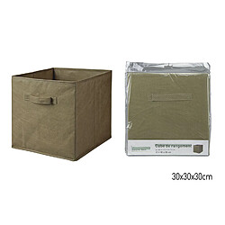 Toilinux Lot de 6 cubes de rangement pliables en polypropylène avec poignée - 30x30x30cm - Vert Olive