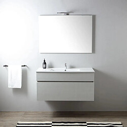 Kiamami Valentina ARMOIRE DE TOILETTE MURALE 100CM TIROIR SOUS LAVABO GRIS LUNE | SILVIA 