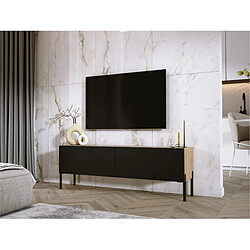 3XELIVING Meuble TV en couleur Chêne wotan / Noir mat avec pieds droits en noir, D: l : 140 cm, H : 52 cm, P : 32 cm