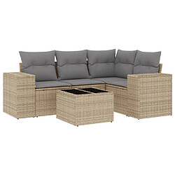 vidaXL Salon de jardin avec coussins 5 pcs beige résine tressée