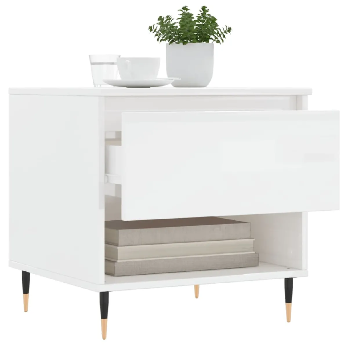 Acheter Maison Chic Table basse,Table Console Table d'appoint, Table pour salon blanc brillant 50x46x50 cm bois d’ingénierie -MN48508