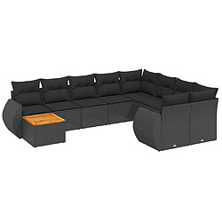 Maison Chic Salon de jardin 10 pcs avec coussins, Ensemble Tables et chaises d'extérieur noir résine tressée -GKD155847