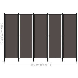 vidaXL Cloison de séparation 5 panneaux Anthtracite 250x180 cm pas cher