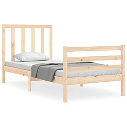 Maison Chic Cadre/structure de lit avec tête de lit pour adulte - Lit Moderne Chambre petit simple bois massif -MN39418