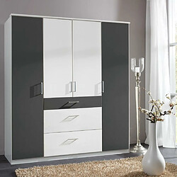 Inside 75 Armoire LAVAL décor blanc et graphite 4 portes 3 tiroirs 2 tringles 