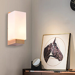 Universal Applique LED en verre et bois massif, pied de lampe E27, lampe de chevet couleur bois, adaptée aux chambres et aux couloirs