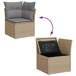 Acheter vidaXL Salon de jardin et coussins 10 pcs mélange beige résine tressée