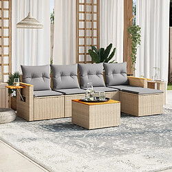 vidaXL Salon de jardin avec coussins 6 pcs beige résine tressée 