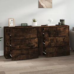 Avis Maison Chic Ensemble de 2 Buffets,commode,console pour rangement chêne fumé bois d'ingénierie -MN24383