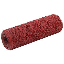 vidaXL Grillage Acier avec revêtement en PVC 25x0,5 m Rouge