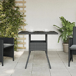 Avis Maison Chic Table de jardin | Table d'extérieur dessus en verre noir 80x80x75 cm résine tressée -GKD82068