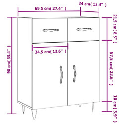 vidaXL Buffet sonoma gris 69,5x34x90 cm bois d'ingénierie pas cher