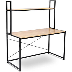 Helloshop26 Bureau adulte avec étagère au design pratique 120 cm couleur chêne clair 19_0000007