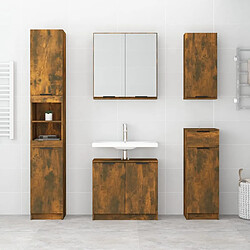 Avis Maison Chic Armoire de bain,Meuble de rangement de salle de bain,Meuble haut Chêne fumé 64,5x33,5x59 cm Bois d'ingénierie -GKD880304