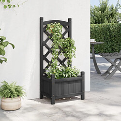 Avis Maison Chic Jardinière,Bac à fleurs avec treillis - pot de fleur noir bois massif de sapin -GKD86511