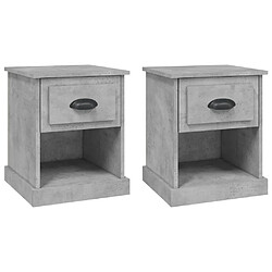 Maison Chic Lot de 2 Tables de chevet - Tables de Nuit gris béton 39x39x47,5 cm bois ingénierie